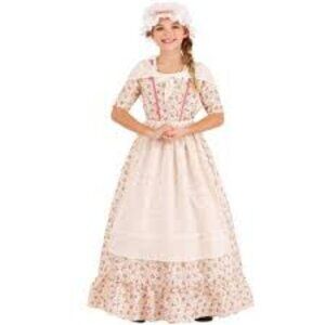 HalloweenCostumes.com Medium Girl Colonial Girl Kid's Costume, White/Pink/Pink N